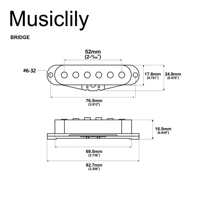 Dimensions of artec ssa 12 vintage style staggered alnico 5 single coil bridge pickup 6 5k for strat style electric guitar mx2957bk