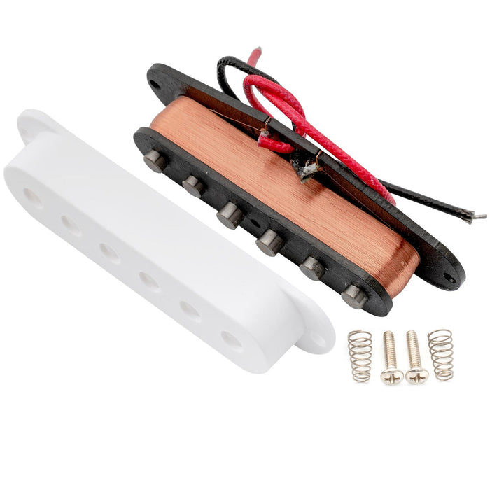 アーテック SSA-12 ヴィンテージスタイル スタッガード アルニコ5 シングルコイル ネックピックアップ 6.3K ストラトタイプ エレキギター用, ホワイト