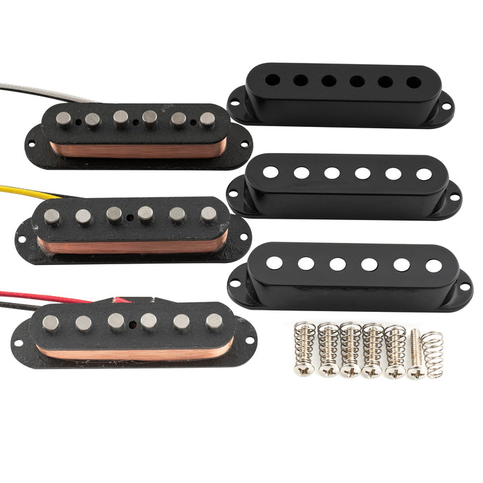 Artec SSA-12 Vintage Style Staggered Alnico 5 Single Coil Neck Middle Bridge Pickups Set for Strat Style Electric Guitar Artec