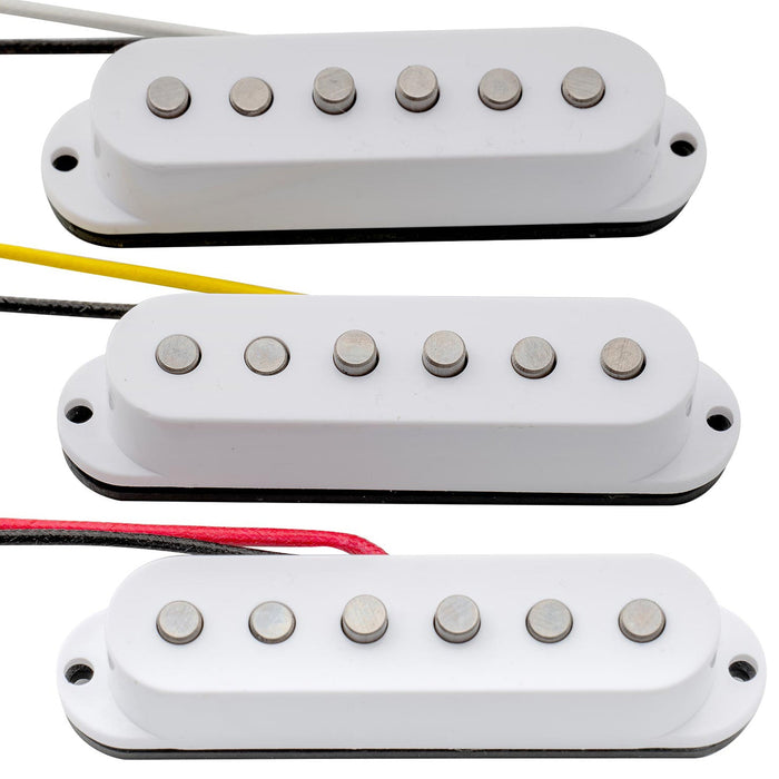 アーテック SSA-12 ヴィンテージスタイル スタッガード アルニコ5 シングルコイル ネックピックアップ 6.3K ストラトタイプ エレキギター用, ホワイト