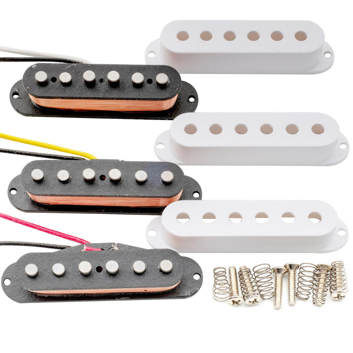 アーテック SSA-12 ヴィンテージスタイル スタッガード アルニコ5 シングルコイル ネックピックアップ 6.3K ストラトタイプ エレキギター用, ホワイト