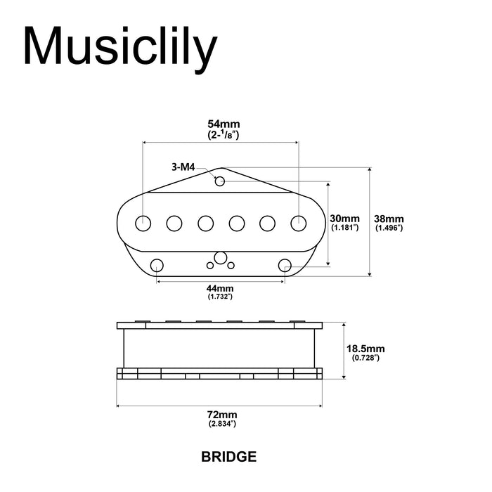 Dimensions of artec tra44 alnico 5 standard bridge pickup 6 5k for tele style electric guitar mx2960bk