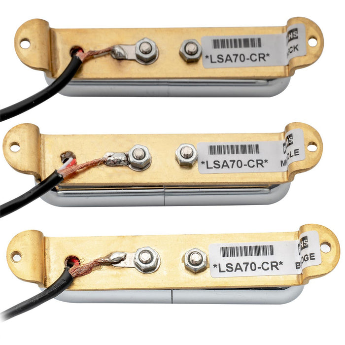 artec lsa70 alnico 5 lipstick style single coil neck middle bridge pickups set for strat style electric guitar mx2968bk, chrome