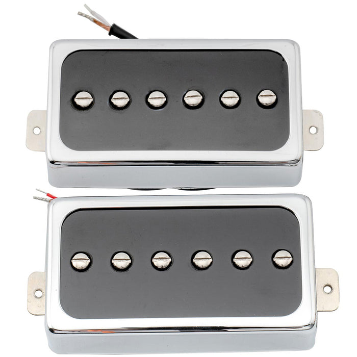 detail of artec sha66 alnico 5 splendor p90 style humbucker sized single coil neck bridge pickups set for lp style electric guitar mx2969crmx2970cr