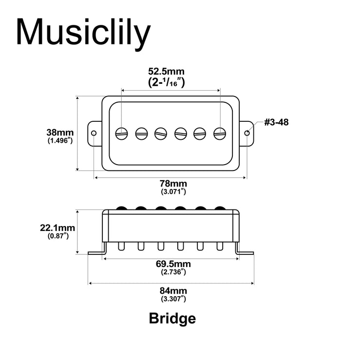 Dimensions of artec sha66 alnico 5 splendor p90 style humbucker sized single coil bridge pickup 8 8k for lp style electric guitar mx2970cr
