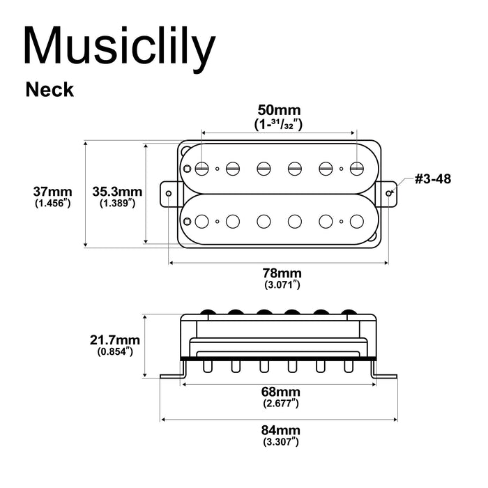 Dimensions of artec hba115 alnico 5 uncovered standard humbucker electric guitar neck pickup 8 4k mx2973bk