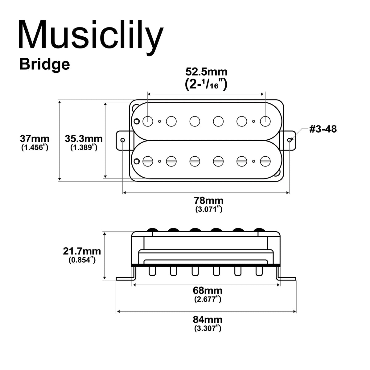 Dimensions of artec hba115 alnico 5 uncovered standard humbucker electric guitar bridge pickup 16 8k mx2974bk