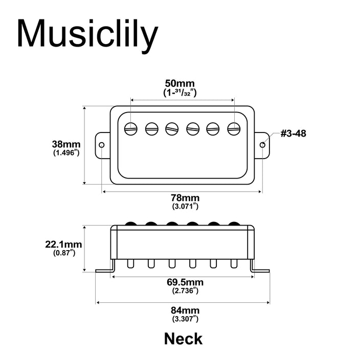 Dimensions of artec vh59a vintage tone covered alnico 5 humbucker neck pickup 7 4k for lp style electric guitar mx2981cr