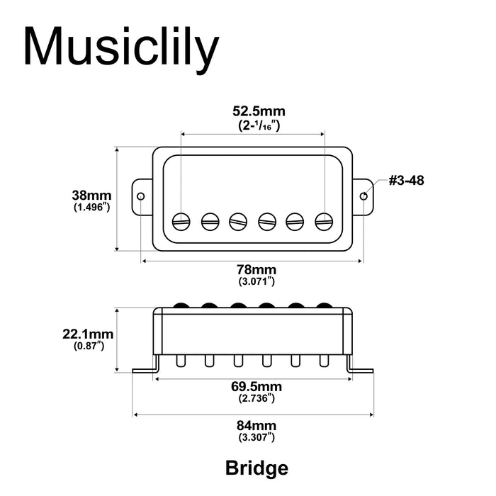 Dimensions of artec vh59a vintage tone covered alnico 5 humbucker bridge pickup 8 4k for lp style electric guitar mx2982cr