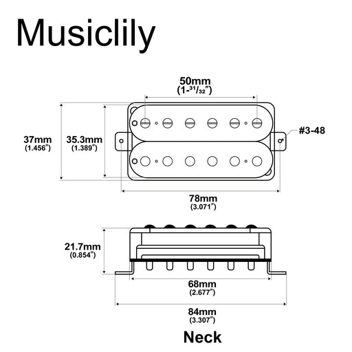 Dimensions of artec vh rock a alnico 5 uncovered humbucker electric guitar neck pickup 8 6k mx2983bk