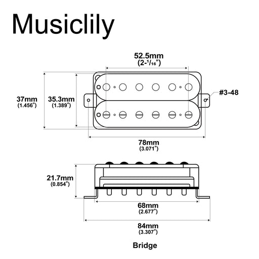 Dimensions of artec vh rock a alnico 5 uncovered humbucker electric guitar bridge pickup 11 6k mx2984bk