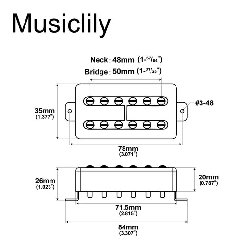 Dimensions of artec tvft a filtertron style alnico 5 humbucker electric guitar neck bridge pickups set mx2985crmx2986cr