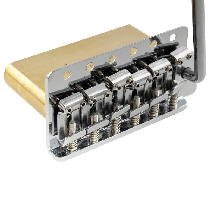 Musiclily Ultra 11.2mmピッチ 6点支持 アメリカンヴィンテージ トレモロユニット ブリッジ 鋼製プレスサドル 42mmソリッド真鍮ブロック 押し込み式アーム STストラトStratエレキギター用 ブラック