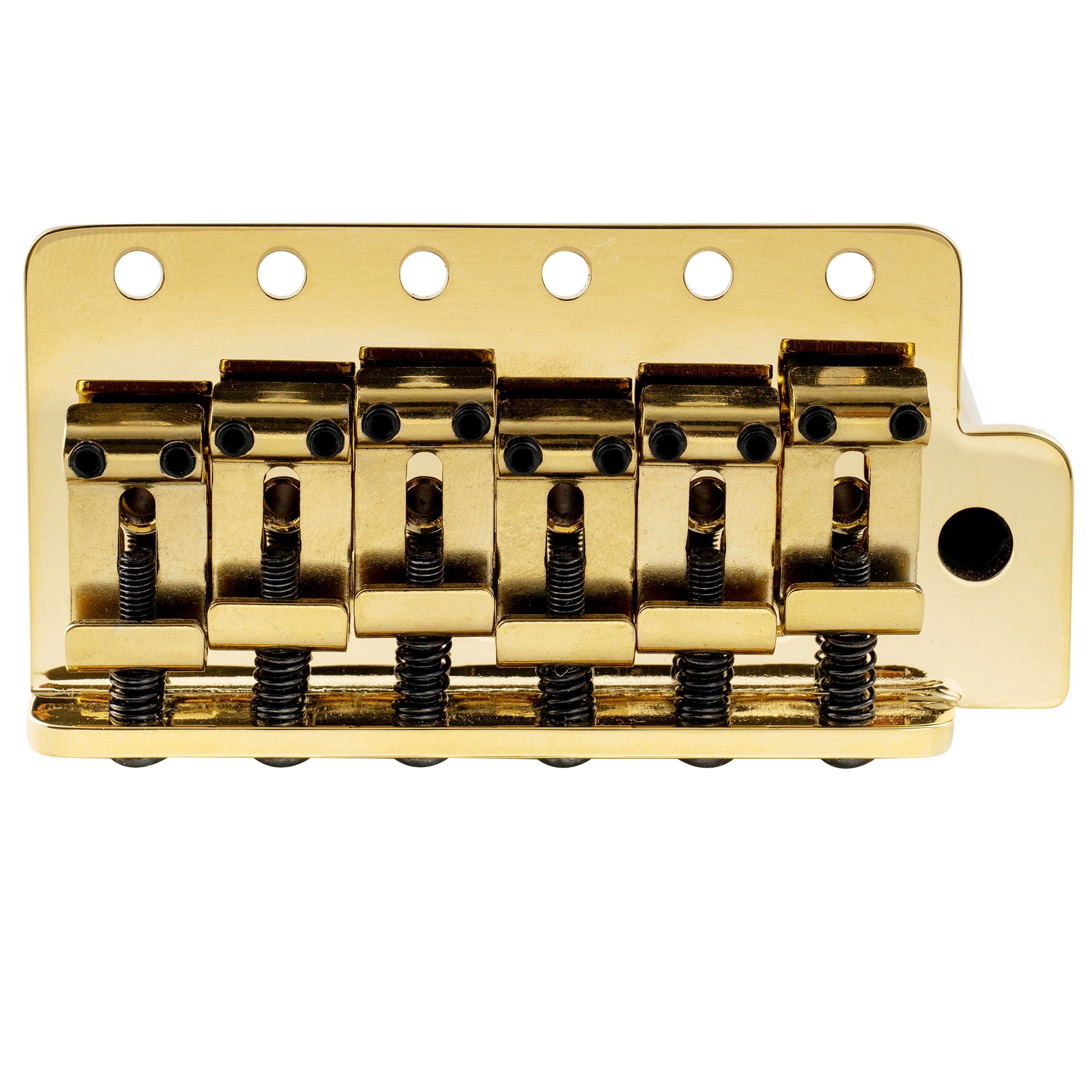 Musiclily Ultra BV018 56mm(2-7/32 Zoll) Amerikanische Vintage-Style 6-Schrauben ST Tremolobrücke mit Stahl gebogenen Sätteln 42mm massives Messingblock Push-In Arm für Strat-Style E-Gitarre