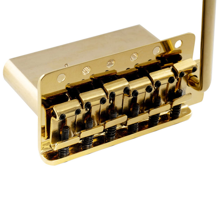 Musiclily Ultra 11.2mmピッチ 6点支持 アメリカンヴィンテージ トレモロユニット ブリッジ 鋼製プレスサドル 42mmソリッド真鍮ブロック 押し込み式アーム STストラトStratエレキギター用 ブラック