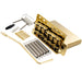 musiclily ultra 56mm2 7 32 inch american vintage style 6 screw st tremolo bridge with steel bent saddles 42mm solid brass block push in arm for strat style electric guitar mx3022bp, gold