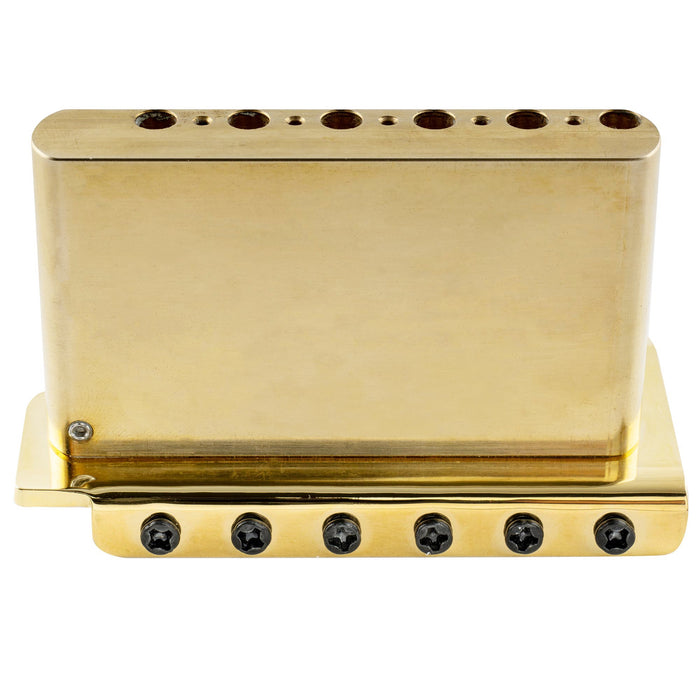 Musiclily Ultra 11.2mmピッチ 6点支持 アメリカンヴィンテージ トレモロユニット ブリッジ 鋼製プレスサドル 42mmソリッド真鍮ブロック 押し込み式アーム STストラトStratエレキギター用 ブラック