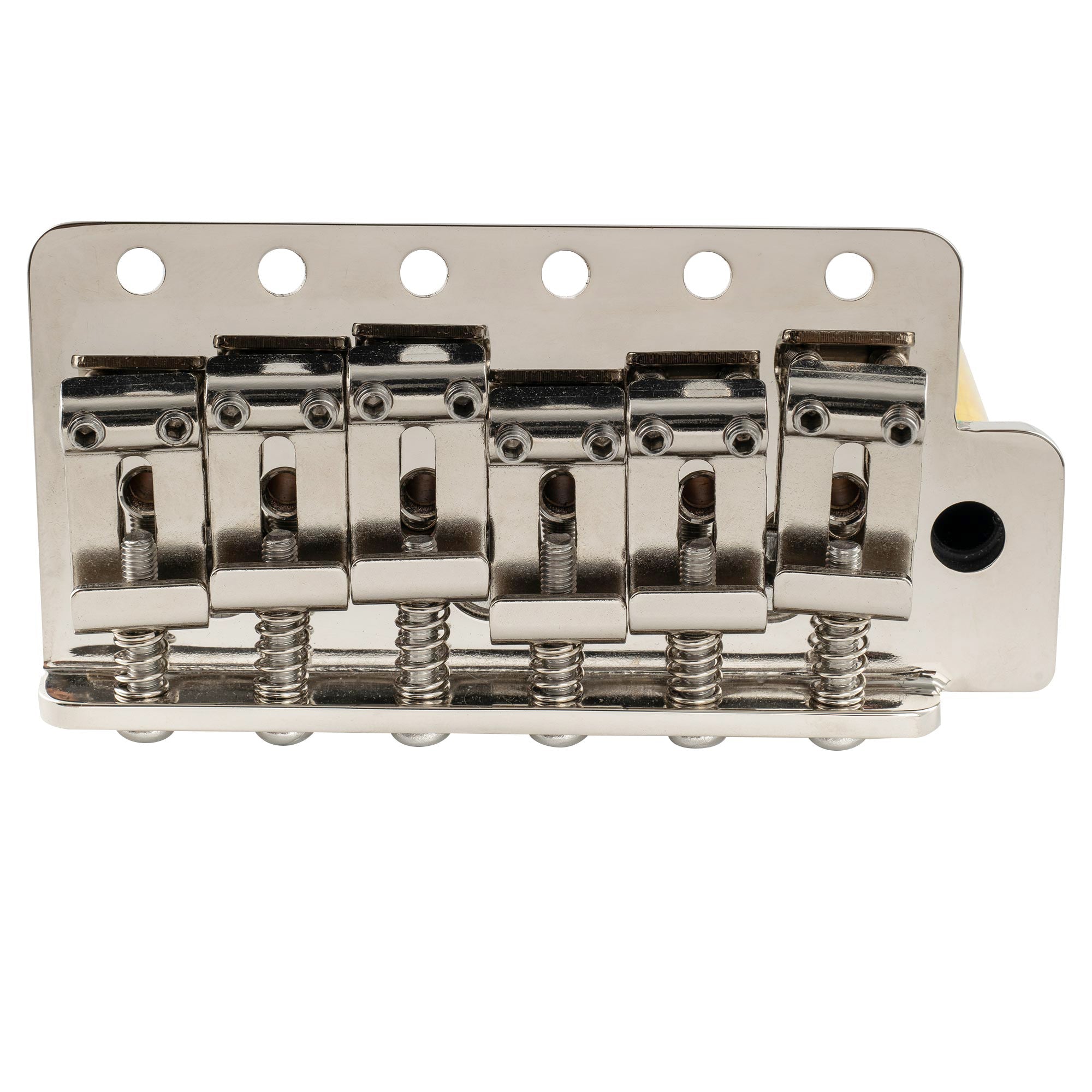 Musiclily Ultra BV018 56mm(2-7/32 Zoll) Amerikanische Vintage-Style 6-Schrauben ST Tremolobrücke mit Stahl gebogenen Sätteln 42mm massives Messingblock Push-In Arm für Strat-Style E-Gitarre