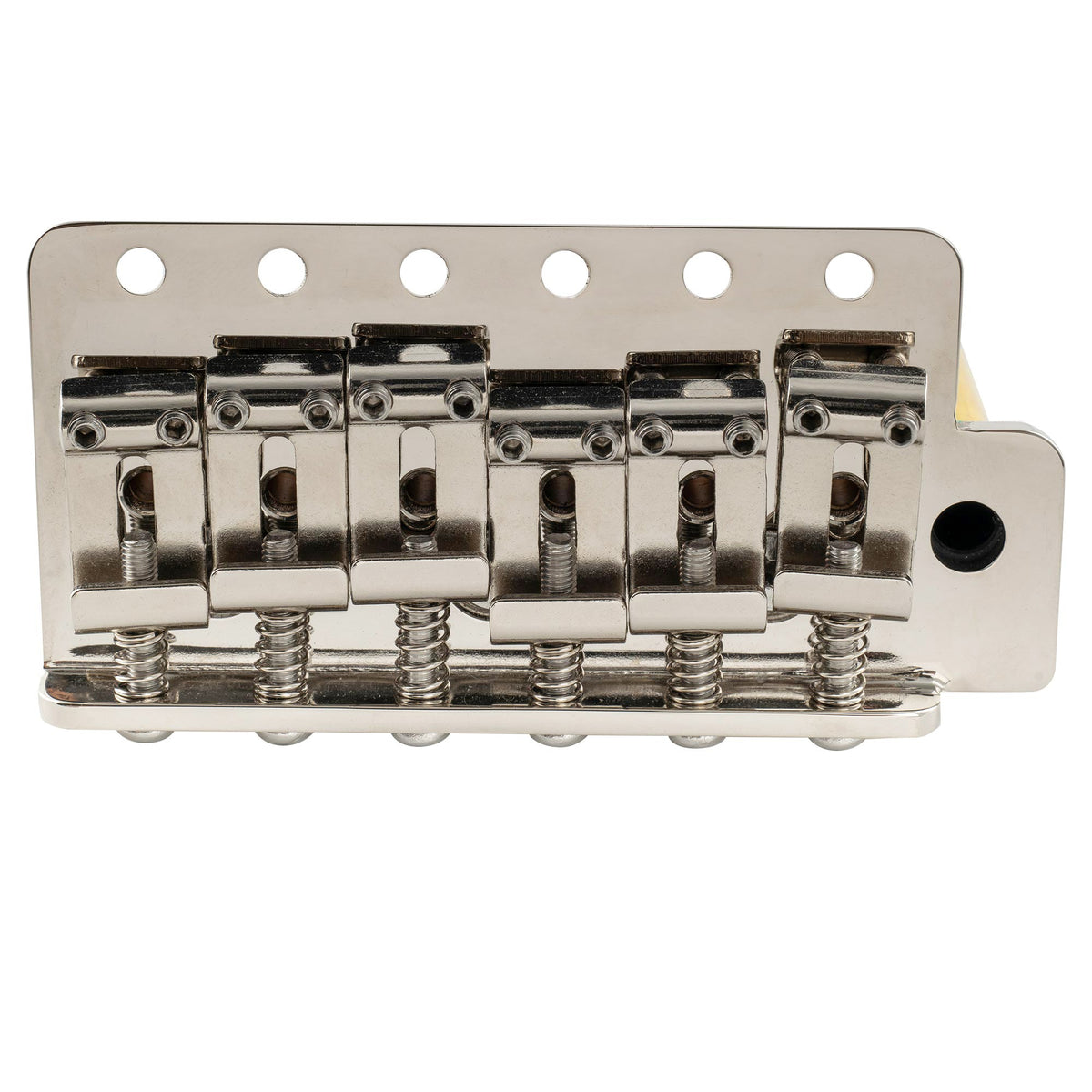 Musiclily Ultra BV018 56mm(2-7/32 Zoll) Amerikanische Vintage-Style 6-Schrauben ST Tremolobrücke mit Stahl gebogenen Sätteln 42mm massives Messingblock Push-In Arm für Strat-Style E-Gitarre