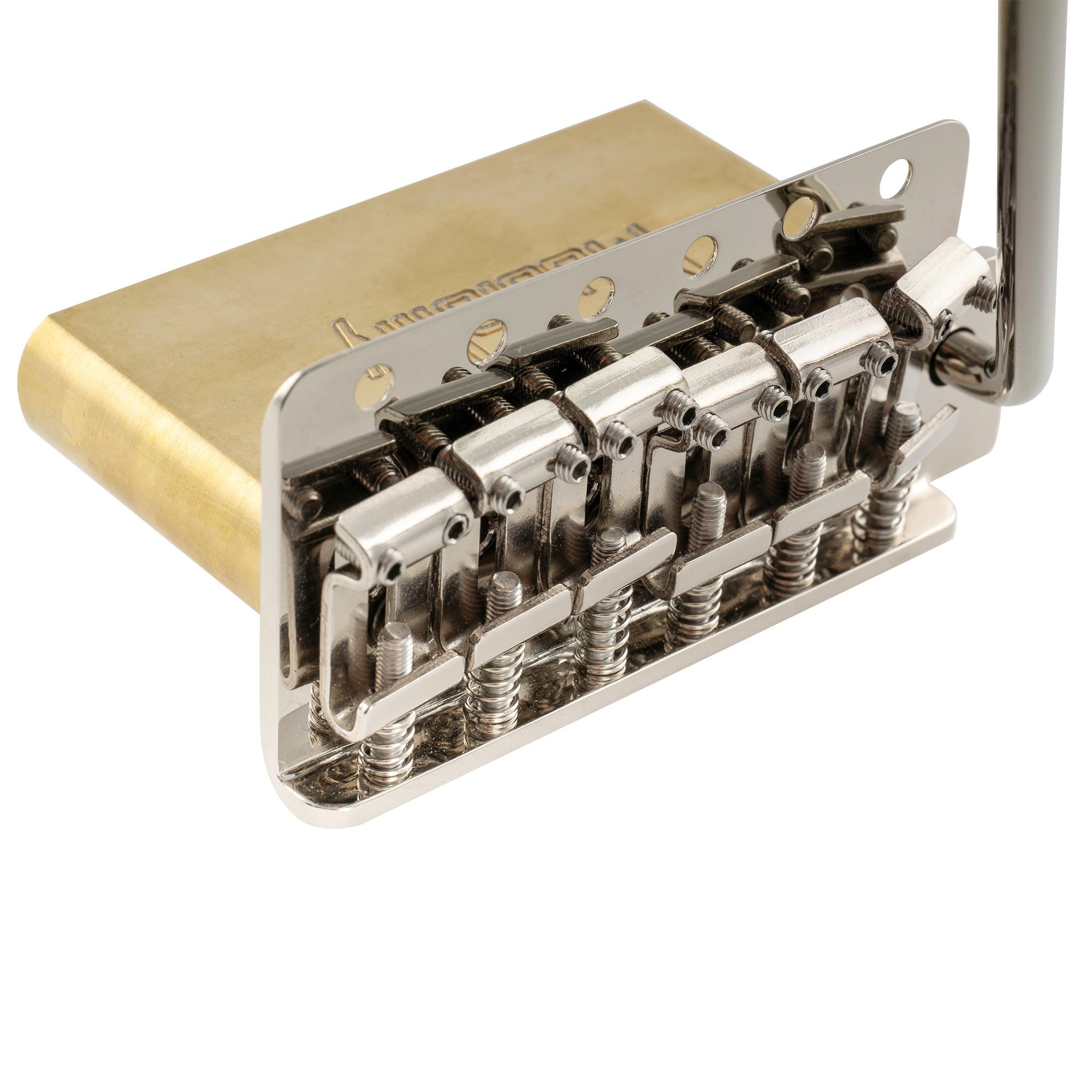 Musiclily Ultra BV018 56mm(2-7/32 Zoll) Amerikanische Vintage-Style 6-Schrauben ST Tremolobrücke mit Stahl gebogenen Sätteln 42mm massives Messingblock Push-In Arm für Strat-Style E-Gitarre
