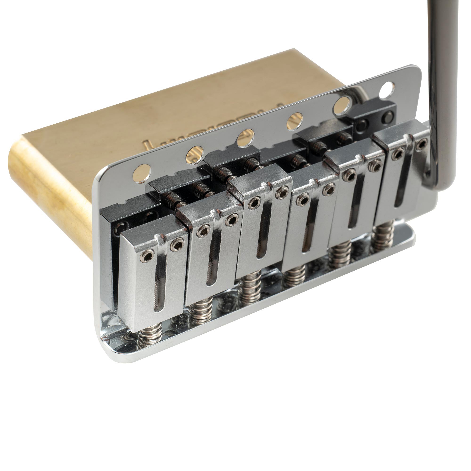 Musiclily Ultra BV019 56mm(2-7/32 Zoll) Amerikanische Vintage-Style 6-Schrauben ST Tremolobrücke mit modernen Messingsätteln 42mm massives Messingblock Push-In Arm für Strat-Style E-Gitarre