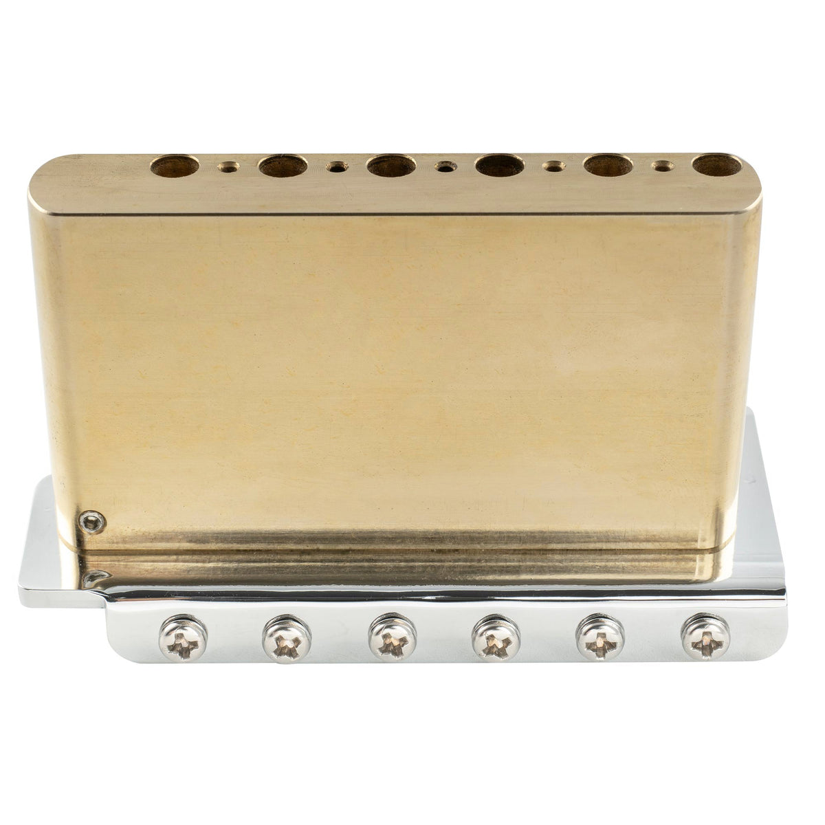 Musiclily Ultra BV019 56mm(2-7/32 Zoll) Amerikanische Vintage-Style 6-Schrauben ST Tremolobrücke mit modernen Messingsätteln 42mm massives Messingblock Push-In Arm für Strat-Style E-Gitarre