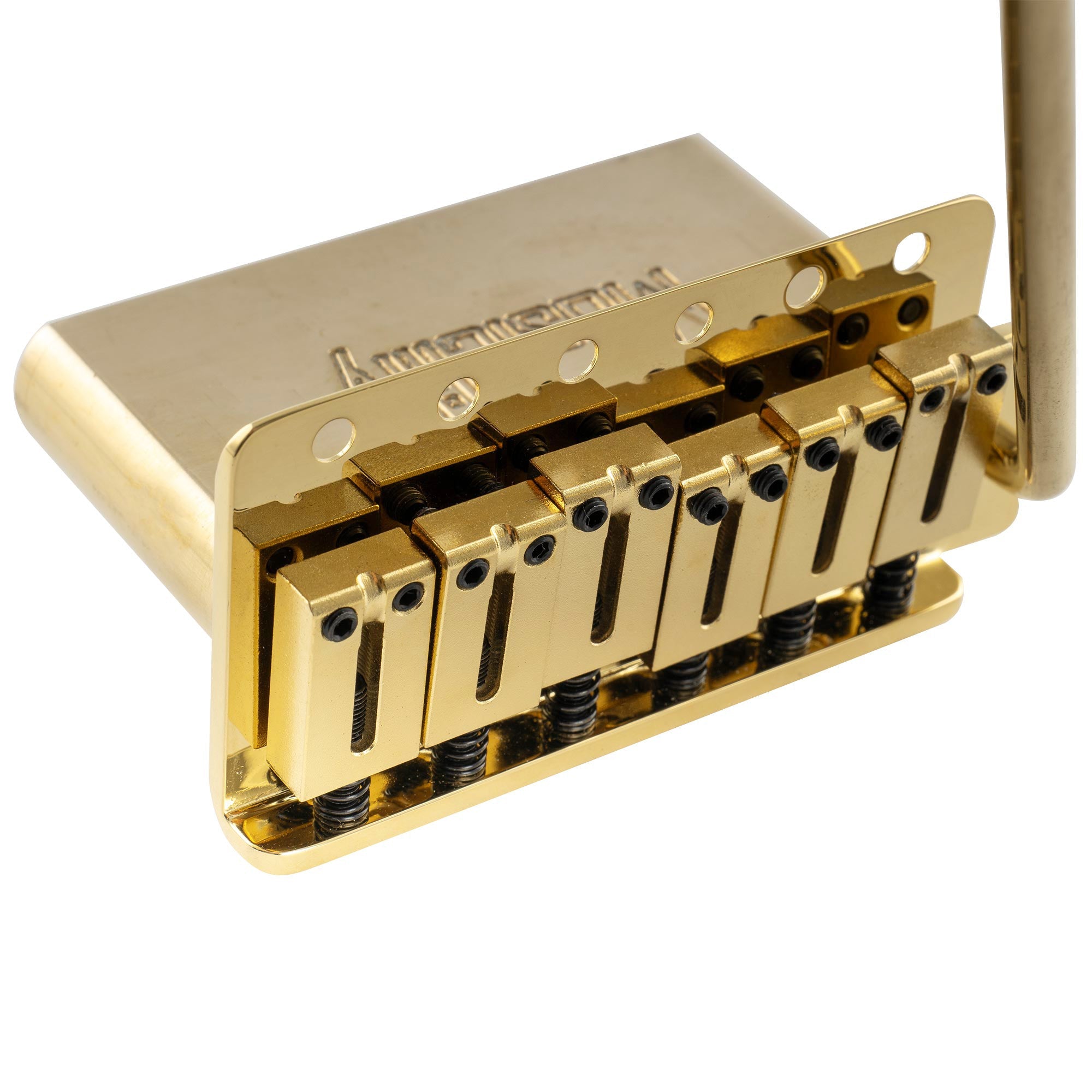 Musiclily Ultra BV019 56mm(2-7/32 Zoll) Amerikanische Vintage-Style 6-Schrauben ST Tremolobrücke mit modernen Messingsätteln 42mm massives Messingblock Push-In Arm für Strat-Style E-Gitarre