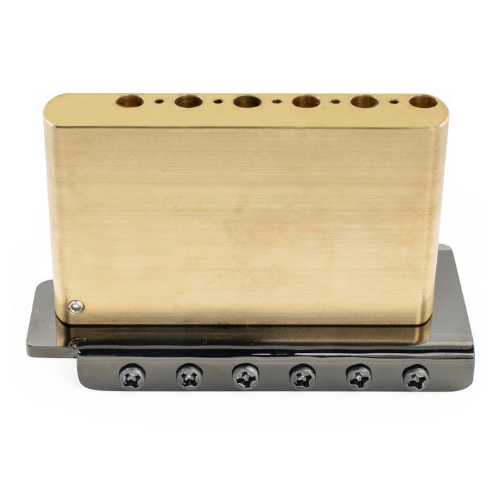 Musiclily Ultra 52,5mm(2-1/16 Zoll) Amerikanischer Vintage-Stil 6-Schrauben ST Tremolo Brücke mit Stahl gebogenen Sätteln 42mm Massivmessing Block Push-In Arm für Strat-Stil E-Gitarre, Schwarz