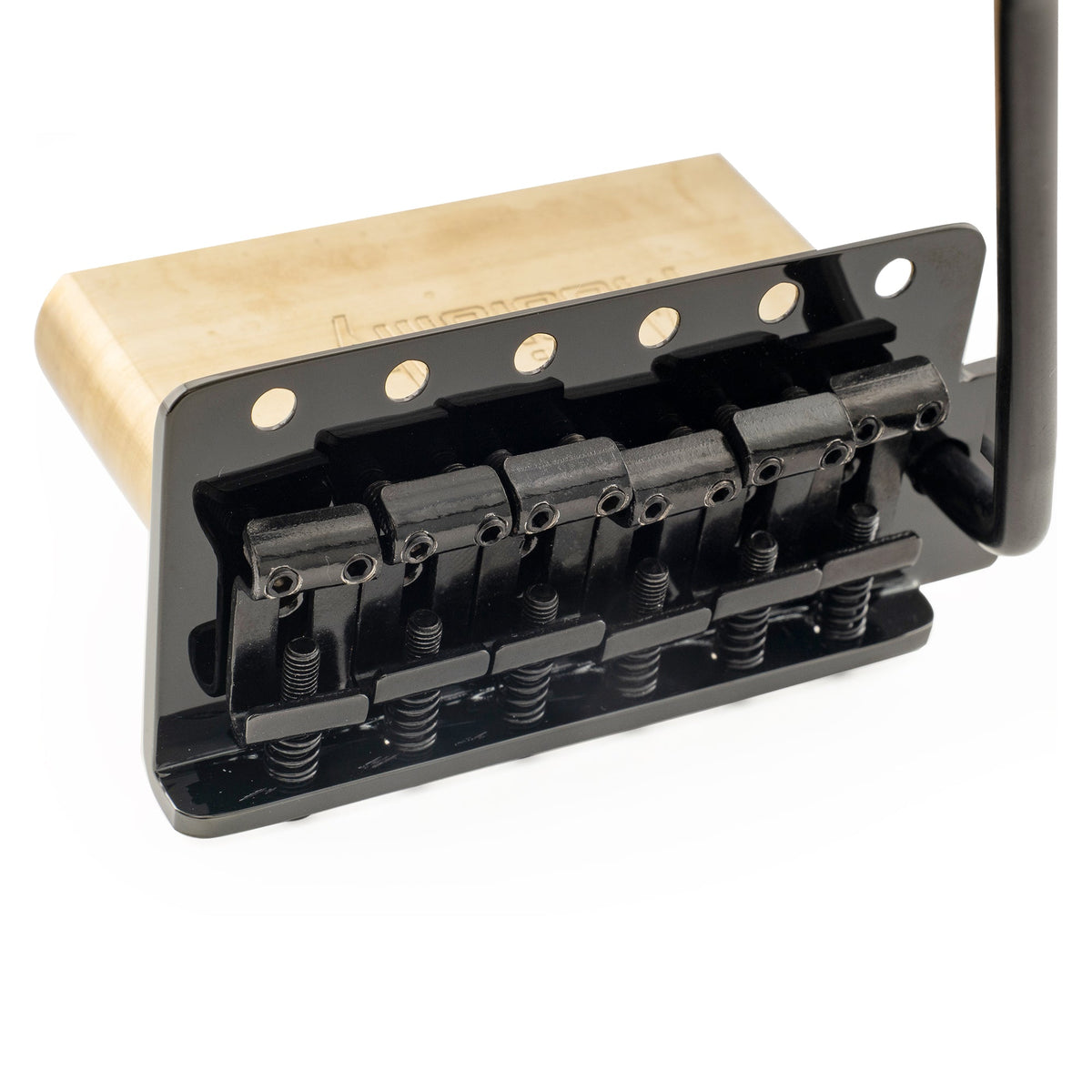 Musiclily Ultra 52.5mm(2-1/16 inch) American Vintage Style 6-Screw ST Tremolo Bridge with Steel Bent Saddles 42mm Solid Brass Block Push-In Arm for Strat Style Electric Guitar, Black Musiclily Ultra