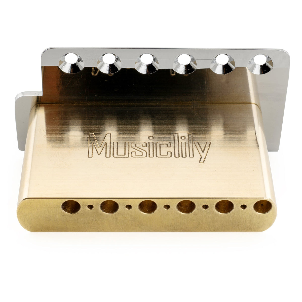 Musiclily Ultra BV020 52.5mm(2-1/16 inch) American Vintage Style 6-Screw ST Tremolo Bridge with Steel Bent Saddles 42mm Solid Brass Block Push-In Arm for Strat Style Electric Guitar