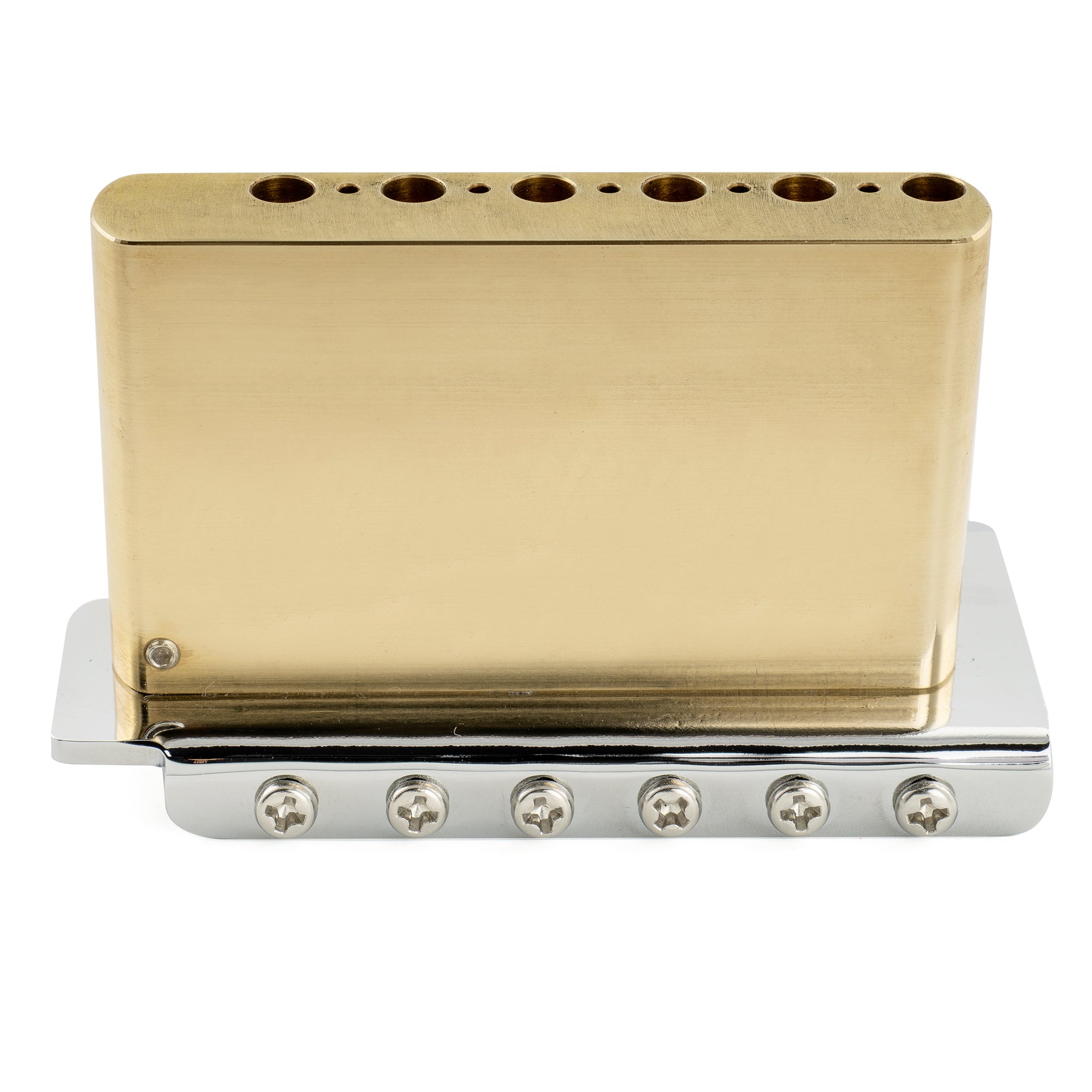 Musiclily Ultra BV020 52.5mm(2-1/16 inch) American Vintage Style 6-Screw ST Tremolo Bridge with Steel Bent Saddles 42mm Solid Brass Block Push-In Arm for Strat Style Electric Guitar