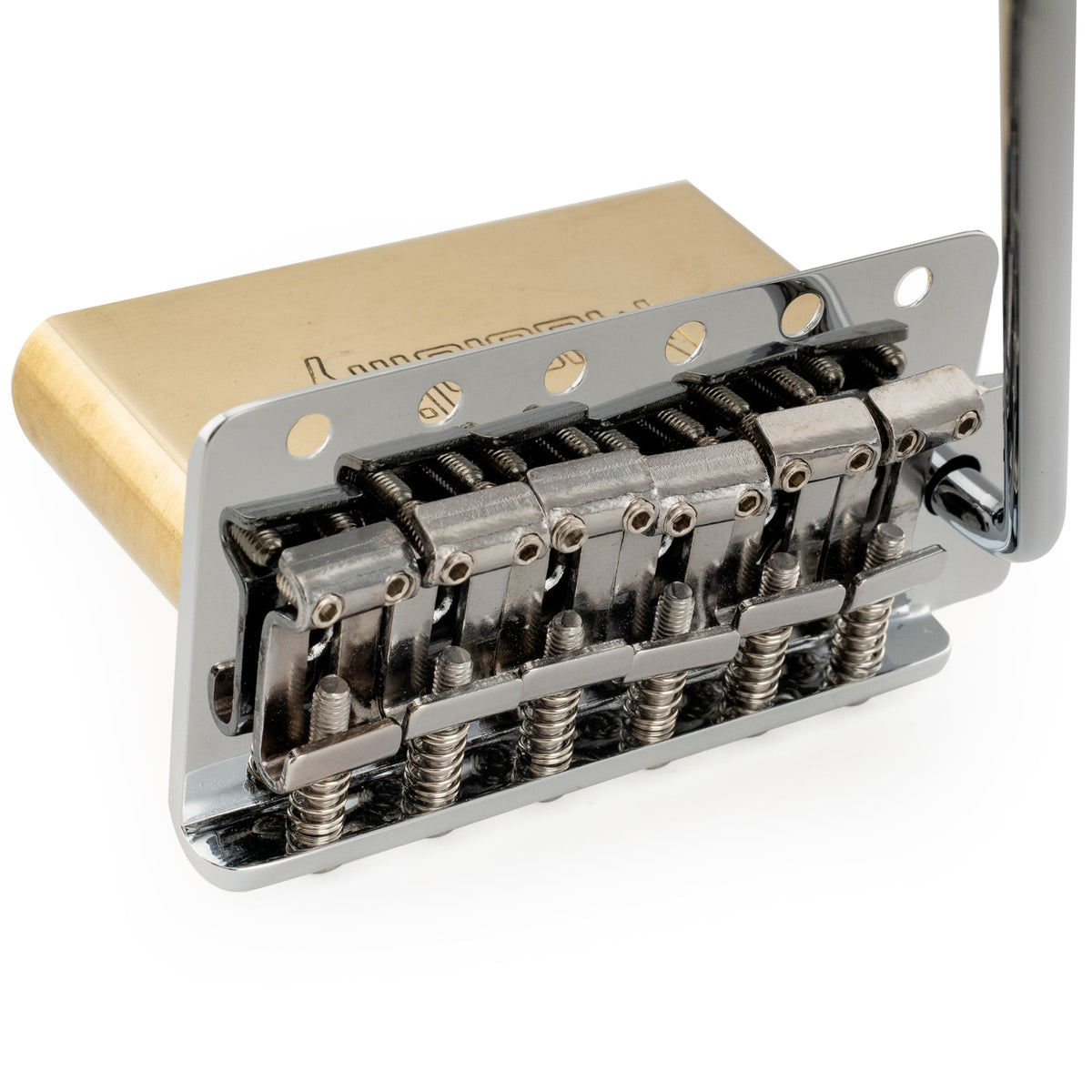 Musiclily Ultra BV020 52.5mm(2-1/16 inch) American Vintage Style 6-Screw ST Tremolo Bridge with Steel Bent Saddles 42mm Solid Brass Block Push-In Arm for Strat Style Electric Guitar