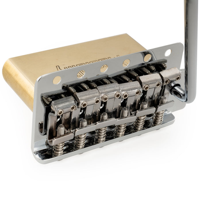 Musiclily Ultra 10.5mmピッチ アメリカンヴィンテージ 6点支持 トレモロユニット ブリッジ 硬化鋼プレスサドル 42mmソリッド真鍮ブロック 押し込み式アーム STストラトStratエレキギター用 ブラック