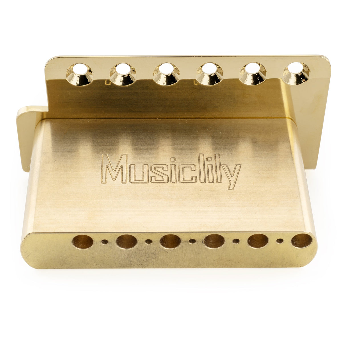 Musiclily Ultra BV020 52.5mm(2-1/16 inch) American Vintage Style 6-Screw ST Tremolo Bridge with Steel Bent Saddles 42mm Solid Brass Block Push-In Arm for Strat Style Electric Guitar