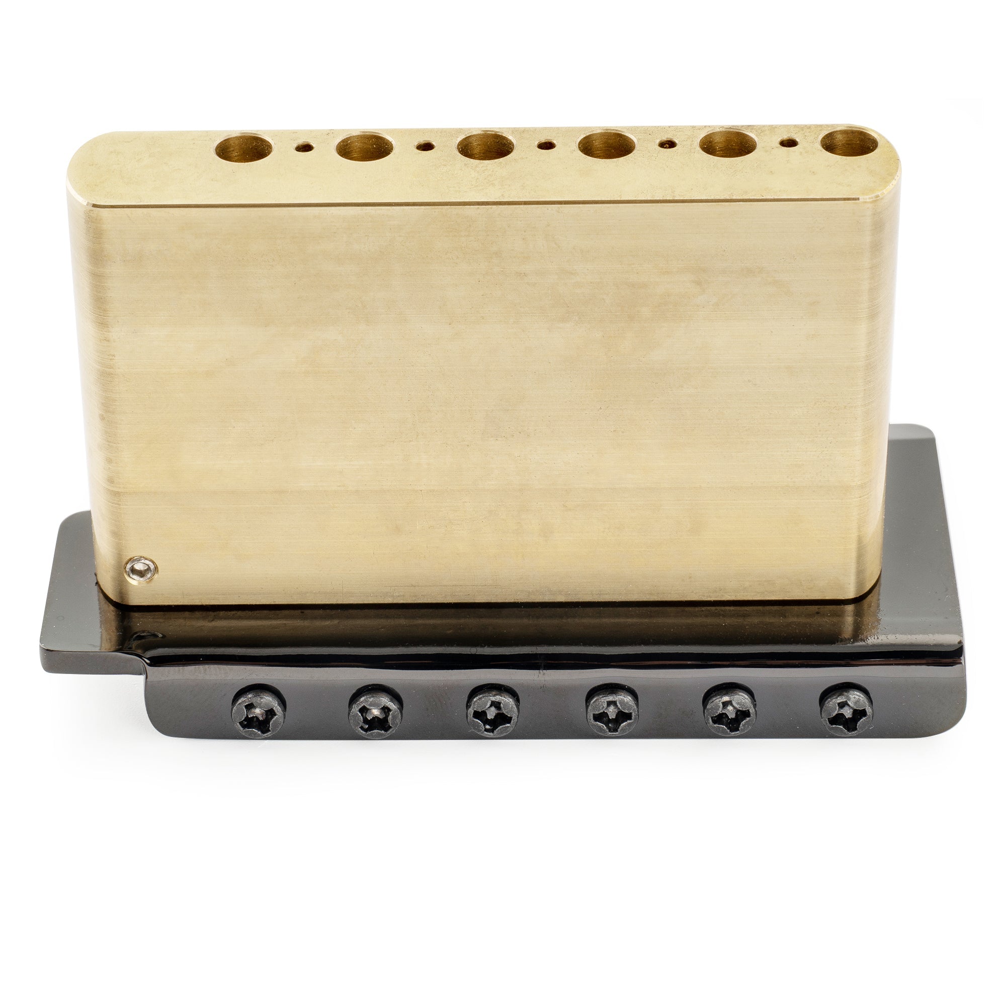 Musiclily Ultra 52.5mm(2-1/16 inch) American Vintage Style 6-Screw ST Tremolo Bridge with Modern Brass Saddles 42mm Solid Brass Block Push-In Arm for Strat Style Electric Guitar, Black Musiclily Ultra