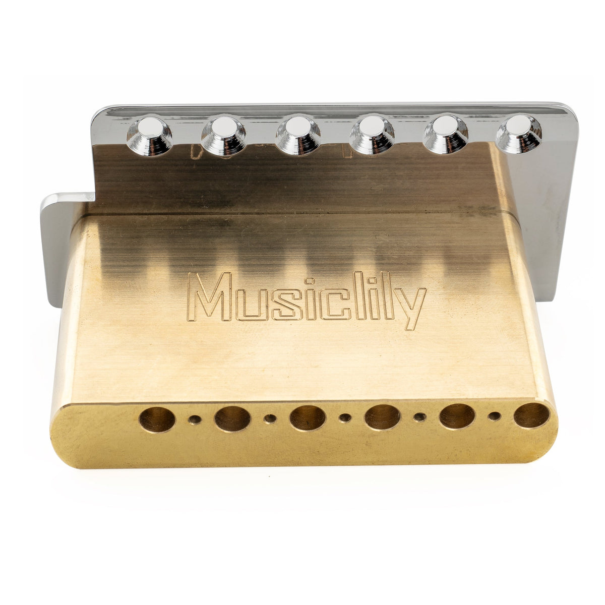 Musiclily Ultra BV021 52.5mm(2-1/16 inch) American Vintage Style 6-Screw ST Tremolo Bridge with Modern Brass Saddles 42mm Solid Brass Block Push-In Arm for Strat Style Electric Guitar