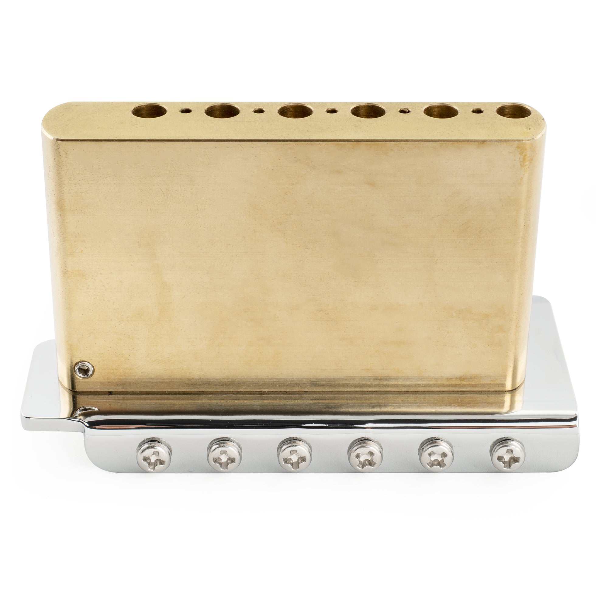 Musiclily Ultra BV021 52.5mm(2-1/16 inch) American Vintage Style 6-Screw ST Tremolo Bridge with Modern Brass Saddles 42mm Solid Brass Block Push-In Arm for Strat Style Electric Guitar