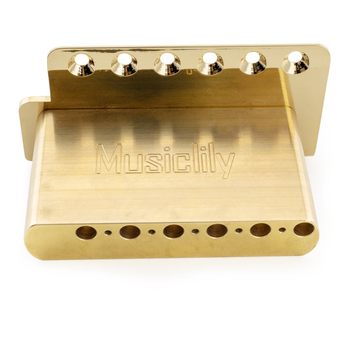 Musiclily Ultra 10.5mmピッチ アメリカンヴィンテージ 6点支持 トレモロユニット ブリッジ モダンな真鍮サドル 42mmソリッドブラスブロック 押し込み式アーム STストラトStratエレキギター用 ブラック