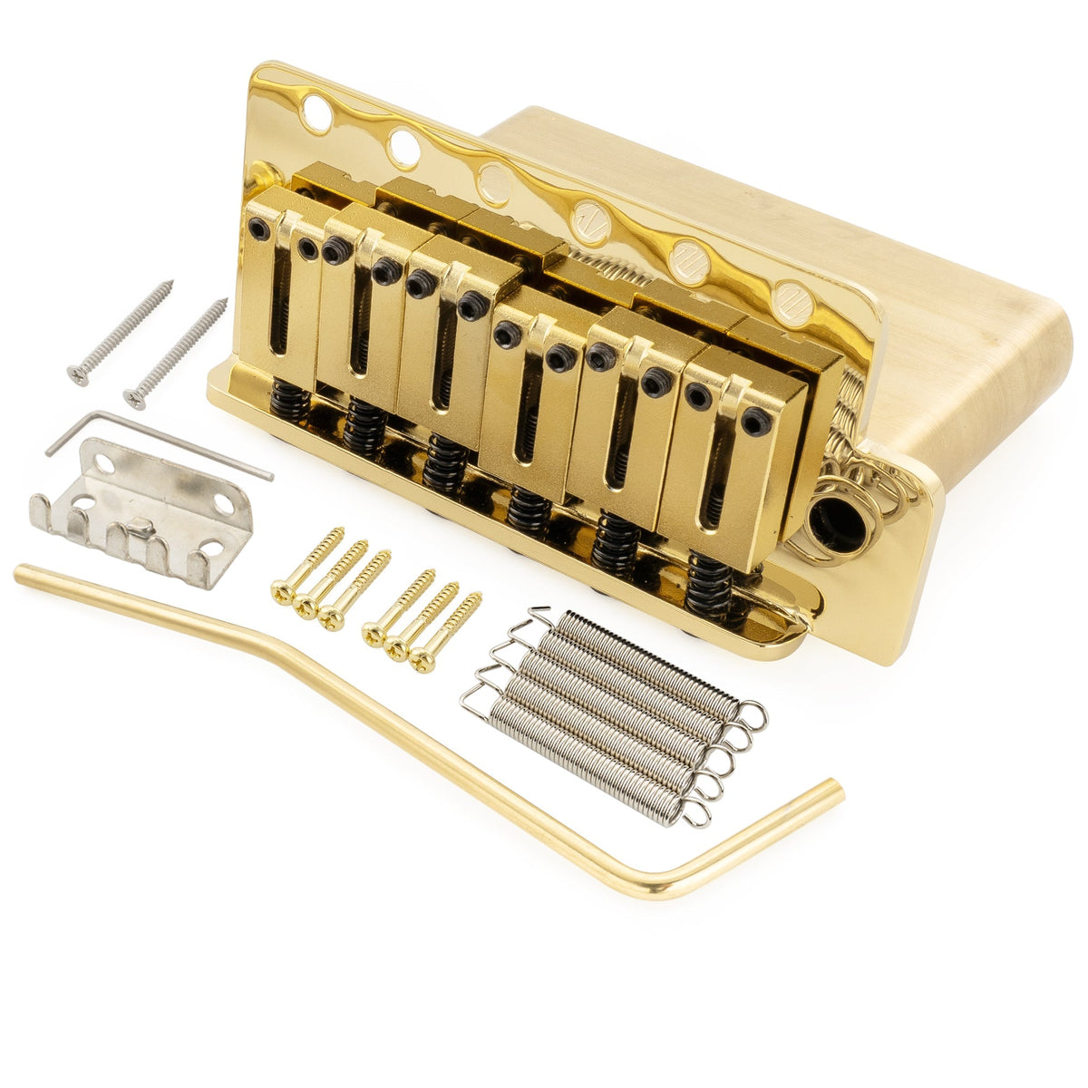 Musiclily Ultra 52.5mm(2-1/16 inch) American Vintage Style 6-Screw ST Tremolo Bridge with Modern Brass Saddles 42mm Solid Brass Block Push-In Arm for Strat Style Electric Guitar, Black Musiclily Ultra