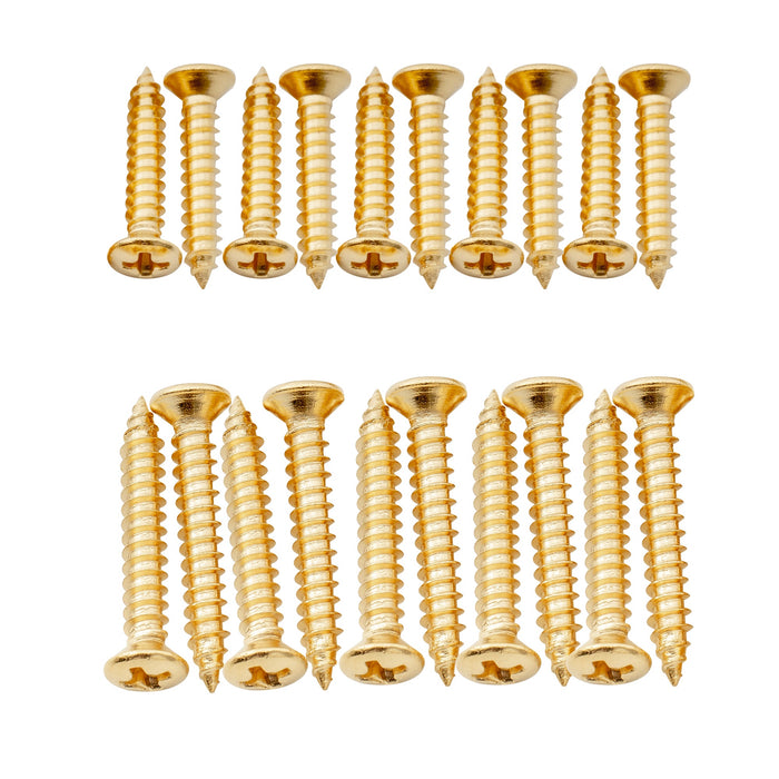 musiclily ultra 2 5 15mm and 2 5 18mm stainless steel countersunk mounting screws set for electric guitar bass humbucker pickup ring mx3034 10mx3035 10p, gold