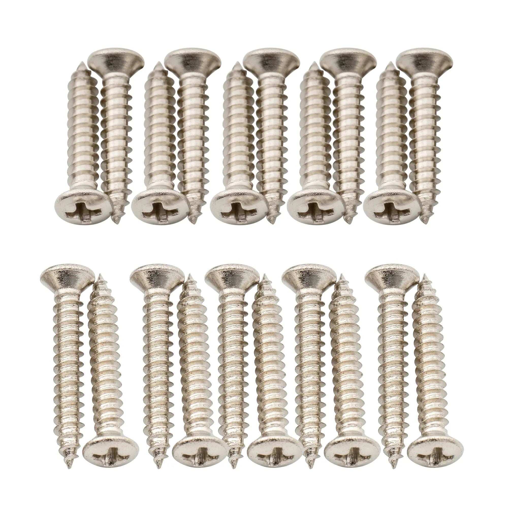 musiclily ultra 2 5 15mm and 2 5 18mm stainless steel countersunk mounting screws set for electric guitar bass humbucker pickup ring mx3034 10mx3035 10p, nickel