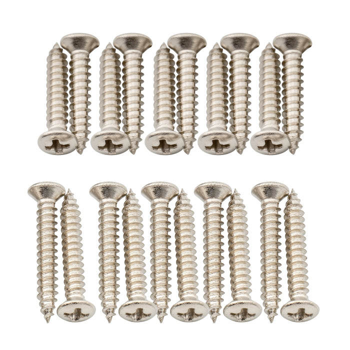 musiclily ultra 2 5 15mm and 2 5 18mm stainless steel countersunk mounting screws set for electric guitar bass humbucker pickup ring mx3034 10mx3035 10p, nickel
