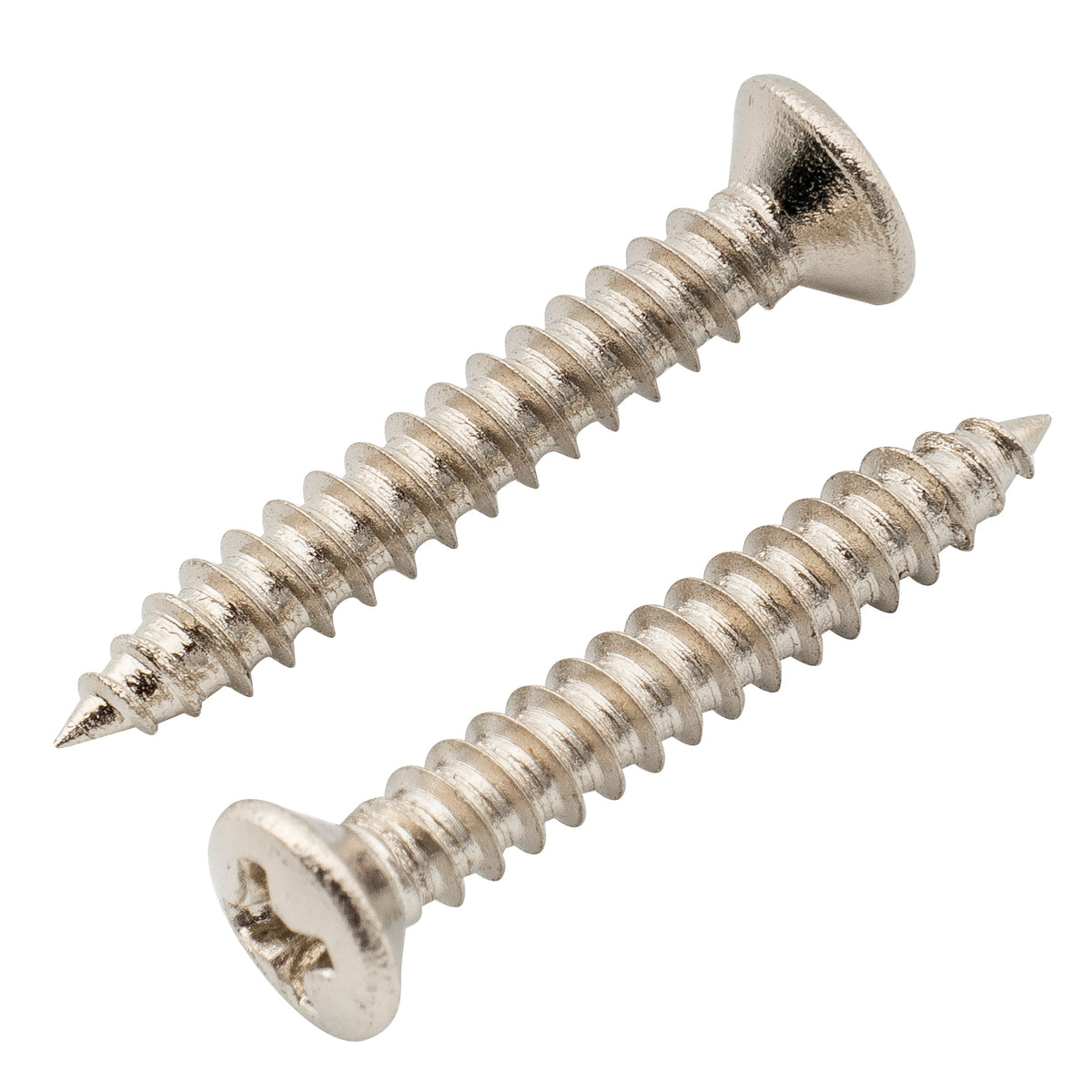 Tornillos de montaje avellanados Musiclily Ultra de acero inoxidable de 2,5 x 18 mm para guitarra eléctrica, bajo, guía de cuerdas o anillo de captación (juego de 10)