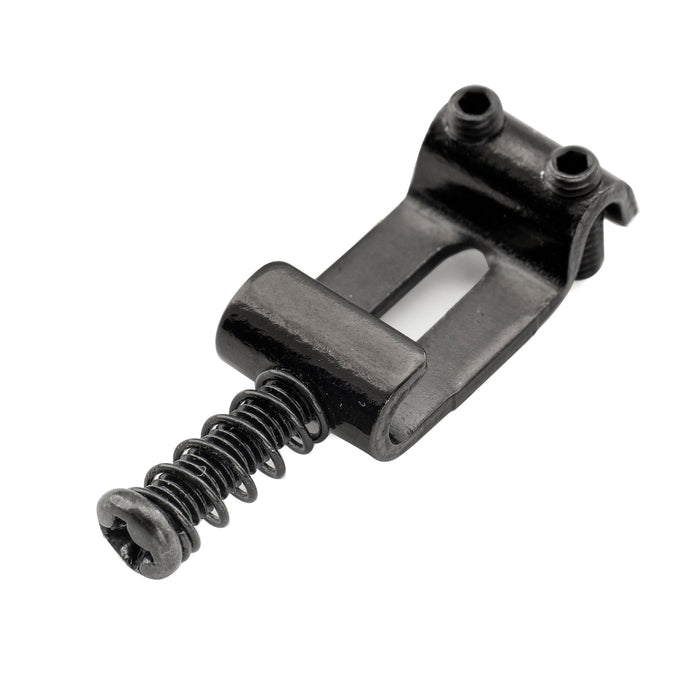detail of musiclily ultra 10 5mm hardened steel vintage style saddles for strat style electric guitar bridge mx3042 6p