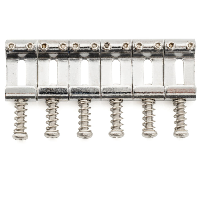 musiclily ultra 10 5mm hardened steel vintage style saddles for strat style electric guitar bridge mx3042 6p, chrome