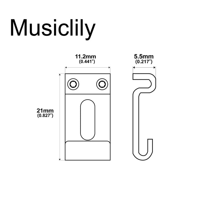 Musiclily Ultra Selletas Vintage Dobladas de Acero Endurecido de 11.2mm para Puente de Guitarra Eléctrica Tipo Strat, Negro (Juego de 6)