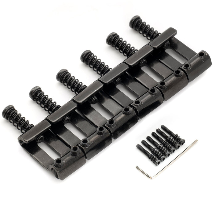 Musiclily Ultra Selletas Vintage Dobladas de Acero Endurecido de 11.2mm para Puente de Guitarra Eléctrica Tipo Strat, Negro (Juego de 6)