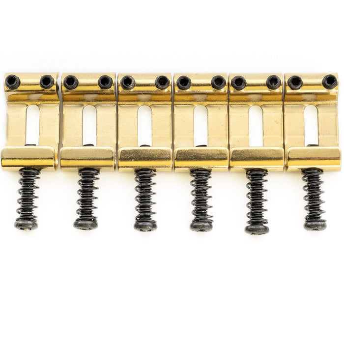 Musiclily Ultra Selletas Vintage Dobladas de Acero Endurecido de 11.2mm para Puente de Guitarra Eléctrica Tipo Strat, Negro (Juego de 6)