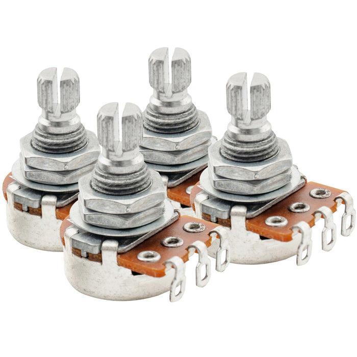 Alpha A250K Mini Pots Metric Split Short Shaft 6.5mm Audio Taper Potentiometers for Electric Guitar Bass (Set of 4)