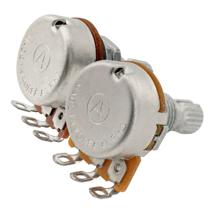 Alpha A250K+B250K Mini Pots Metric Split Short Shaft 6.5mm Audio Linear Taper Potentiometers for ST Tele PB JB Style Electric Guitar Bass (Set of 1A1B)